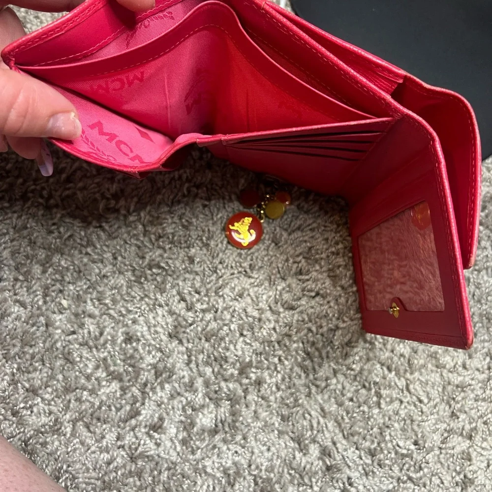 MCM Tri fold Pink Wallet with Gold Details - Picture 12 of 17